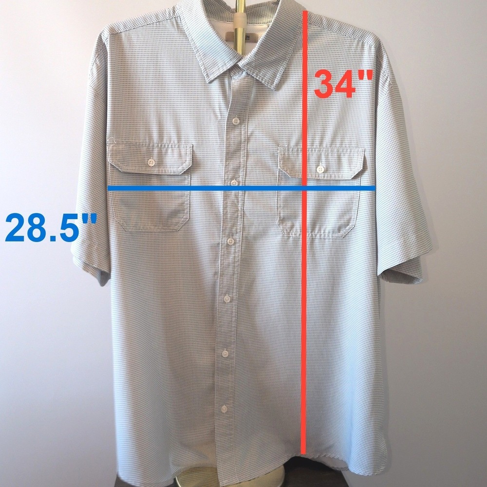 Kenneth Cole Reaction Button Down Men 3X White Blue Grid Stretch Short Sleeve - Picture 2 of 10